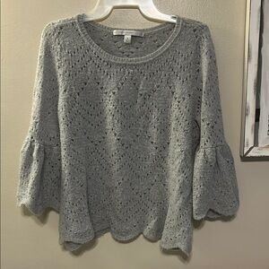 Lauren Conrad Gray Knit Sweater with Bell Sleeves